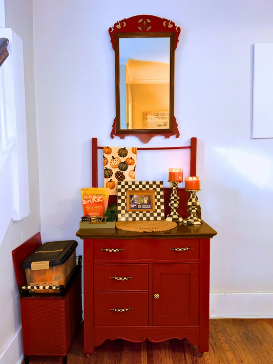Radiant Red Revival Cabinet & Mirror